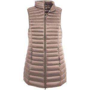 Women's Mid Long Down Vest Lightweight Puffer Vest Coat Jacket, Khaki